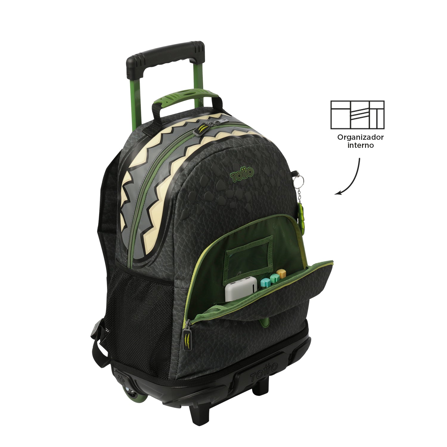 Totto Set Backpack Dinoland Wheeled Backpack, Lunchbox and